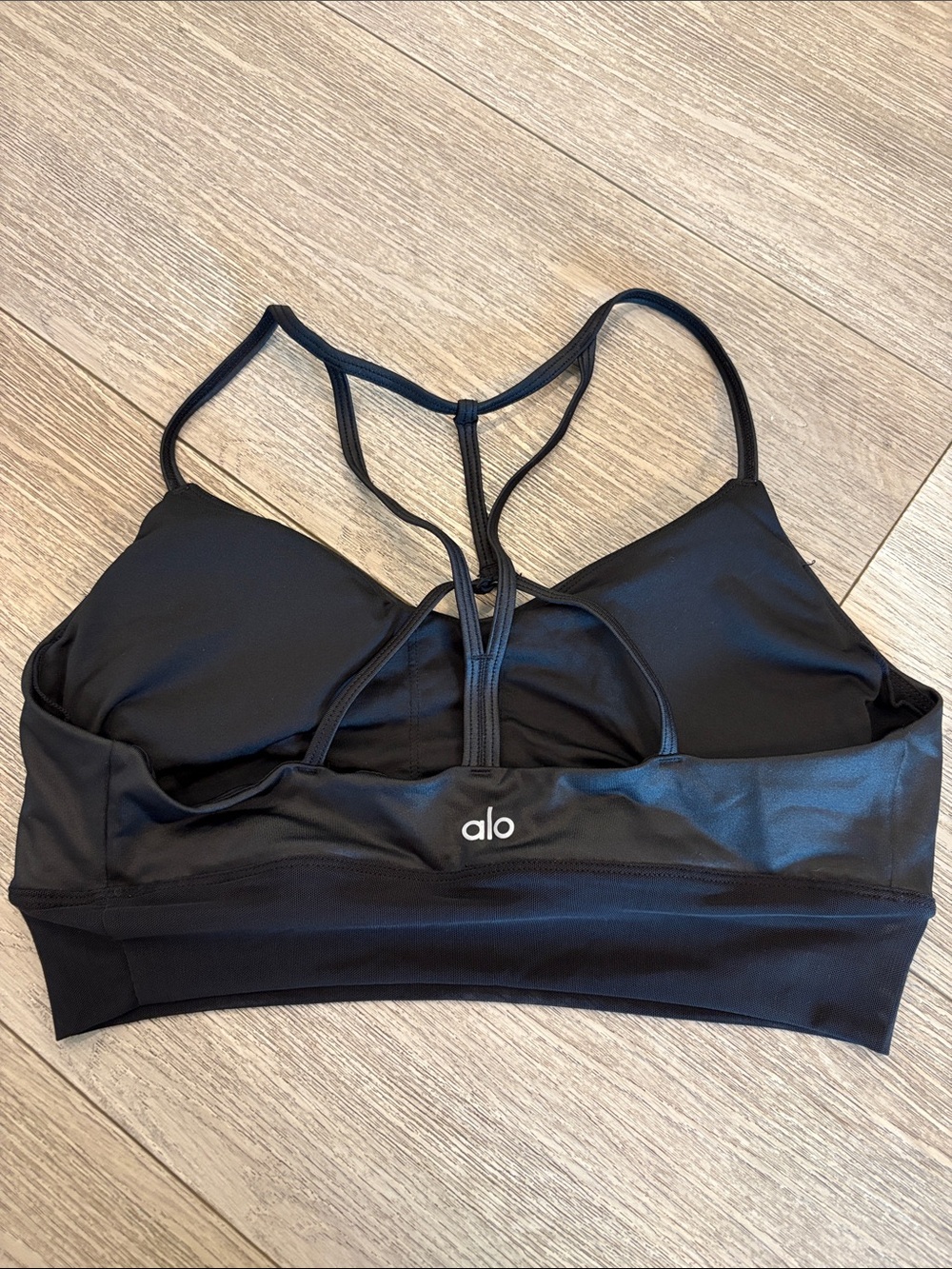 ALO Yoga Black Strappy Longline Racerback Sports Bra Large